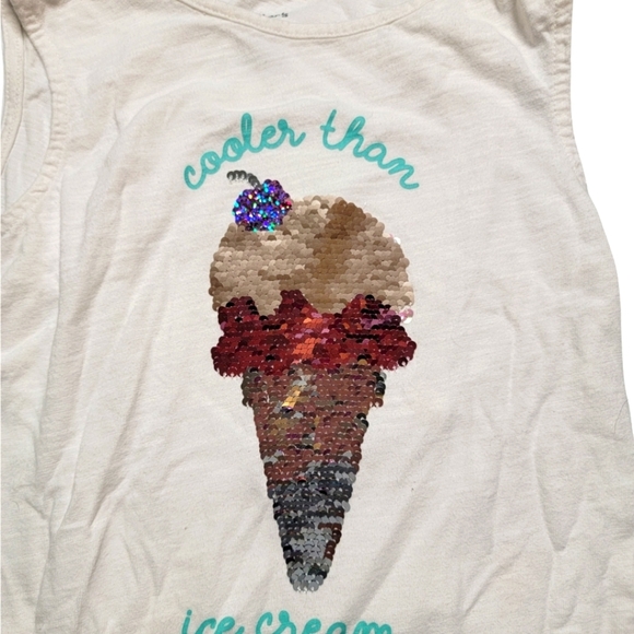 Carter's Size 7 Changing Sequins Ice Cream Tank Top White - Picture 5 of 7